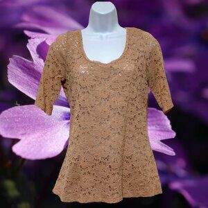 Maurices-Women's Large Pullover Top Short Sleeve-Nylon, Spandex